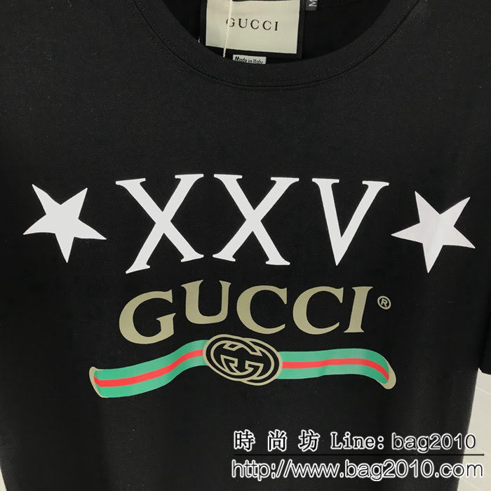 Gucci古奇 19ss新款短袖 xxv系列logo 採用絲光面料 三標齊全男女同款 ydi2272